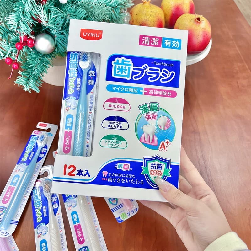 Plantio triplo escalonado!99% cerdas de seda antibacterianas!Escova de dentes de limpeza para adultos com cabeça larga e