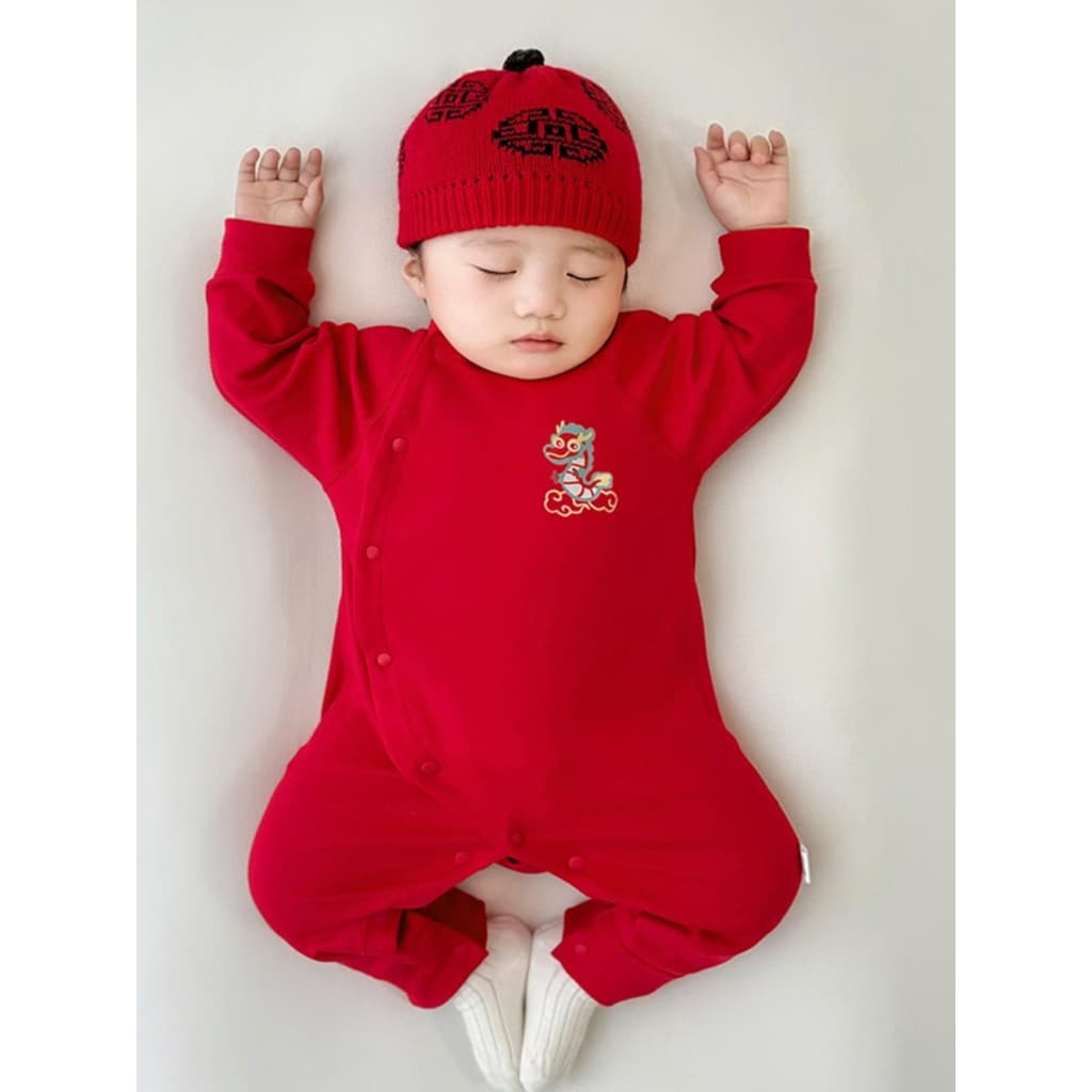 Bebê macacão de algodão puro roupas outono mês cheio pijamas do bebê outono inverno Base ano novo roupas recém-nascidos