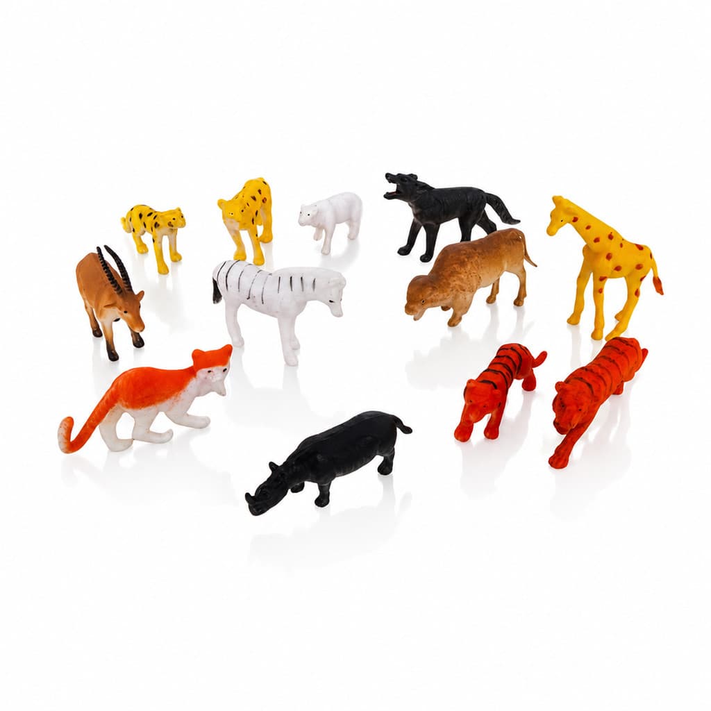 Kit 12 Bichos Selvagens Wild Animal Animais da Selva Brinquedo Infantil