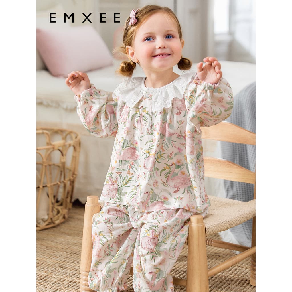 [Novo produto] Manxi Stretch Silk Linen Algodão Infantil Homewear Terno Meninos Meninas Pijamas Bebê 2025 Primavera Novo