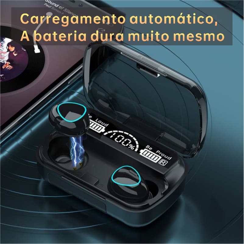 Fone de Ouvido Bluetooth M10 Sem Fio com Estojo de Carregamento Som Imersivo e Bateria de Longa Duração