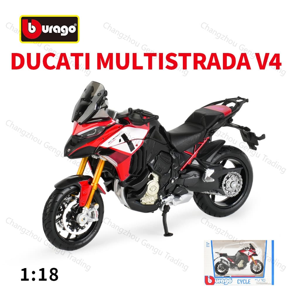 Bburago 1 : 18 Ducati Multistrada V4 Veículos Fundidos Estáticos Brinquedos Colecionáveis De Modelo De Motocicleta