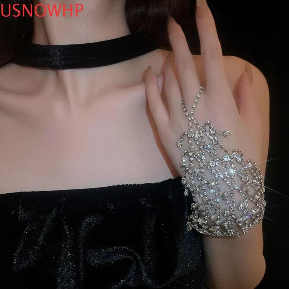 Pulseira De Strass USNOWHP , Criativa E Elegante Com Borla , Corrente De Cristal De Mão Embutida Diamante