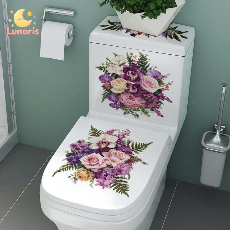 Lunaris Toalete Stier Flor Borboleta Banheiro Auto-Adesivo Pintura À Prova Dwaterproof Água Capa De Parede Do Novo