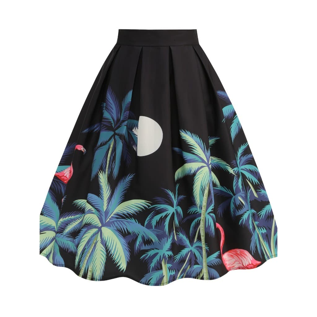 Floral europeu americano meio comprimento saia feminina florescendo saia Plus Size saia de cintura alta A linha saia ele
