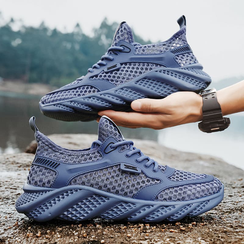 Sapatos masculinos verão respirável malha fina oco malha sapatos esportes casuais correndo leve desodorante sapatos na m