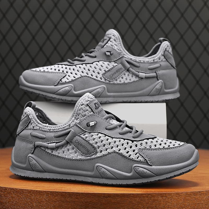Sapatos masculinos de ervilhas de um Pedal, malha respirável de verão, antiderrapante, sem renda, sapatos casuais leves