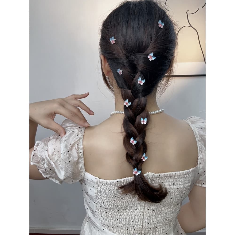 Crianças pequena borboleta grampo de cabelo doce Hairpin menina trançado ervilhas bobina grampo de cabelo acessórios par