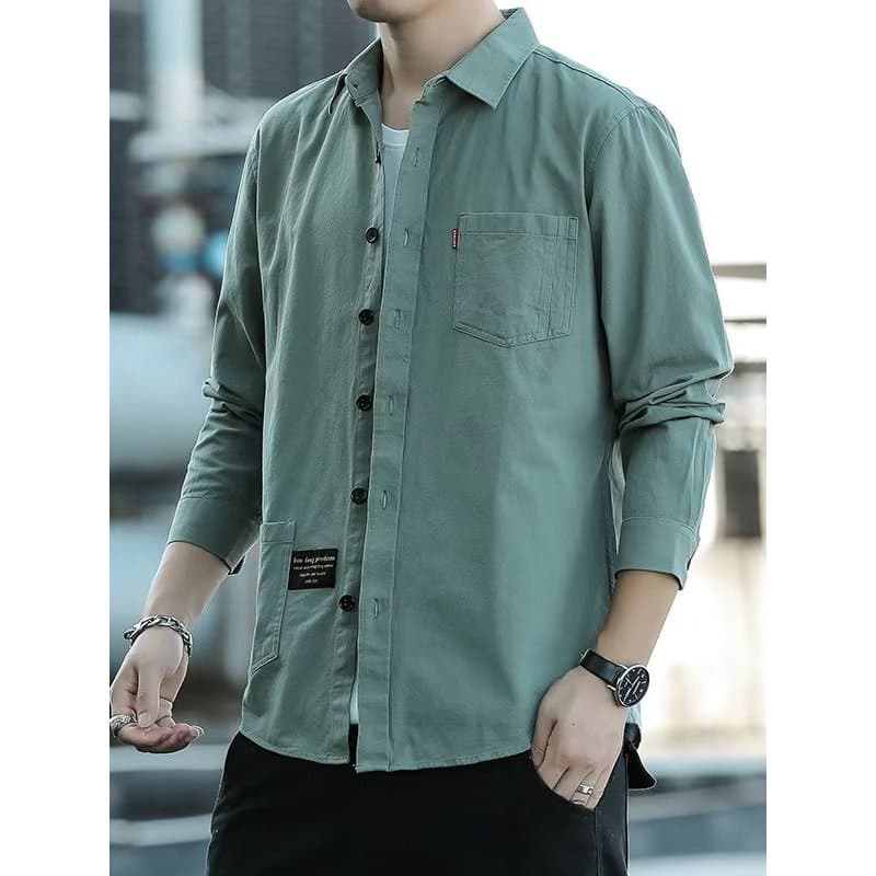 Camisas masculinas de manga comprida puro algodão primavera outono Workwear algodão na moda camisas Polegada casacos rou