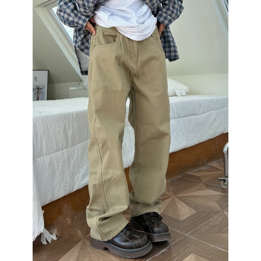 Calças casuais básicas japonesas masculinas cáqui calças de algodão puro macacão masculino feminino sem gênero calças re