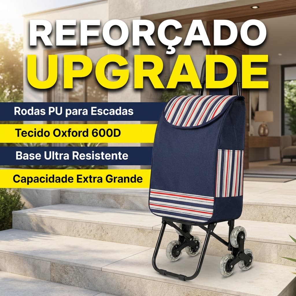 Carrinho de compras de 2 e 3 Rodas portátil, fácil de usar para idosos subirem escadas, carrinho dobrá
