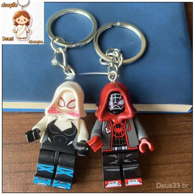Compatível Com LEGO Spider-Man Miles Gwen Chaveiro Bolsa Escolar Pingente Mochila (PY)（Dar chaveiro）
