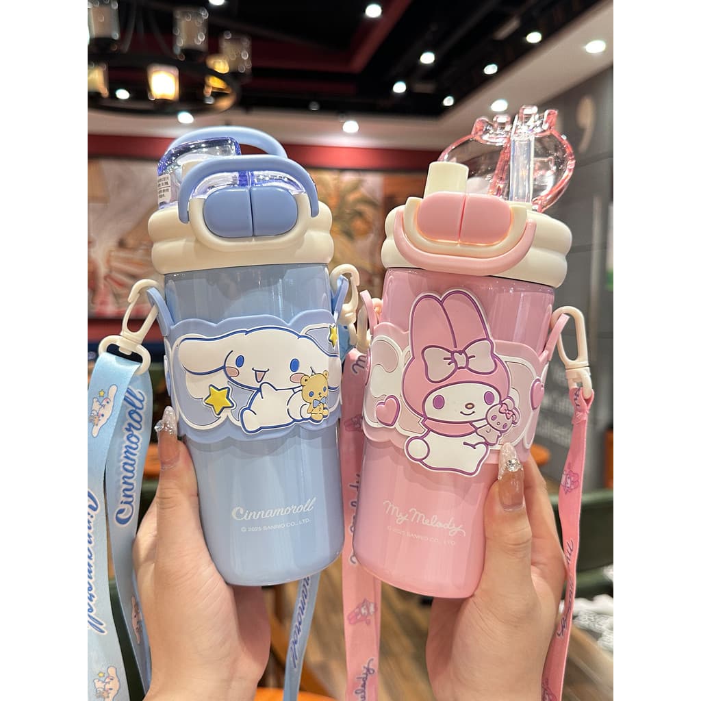 Sanrio Kuromi copo térmico crianças copo de água meninas de alto valor duplo copo de palha estudantes escola dedicado
