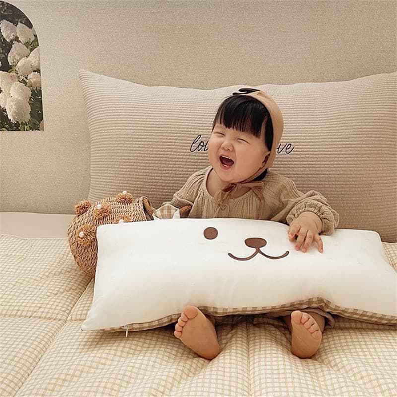 Ins estilo coreano bonito acolchoado travesseiro do bebê travesseiro plano urso bordado travesseiro almofada tamanho gra