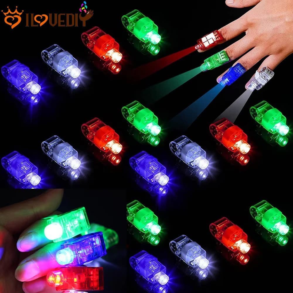 20-5pcs 6 Cores Lanternas De Dedo-Brinquedo De Lâmpada Luzes LED-Fornecimento De Festa De Aniversário Infantil-Anel Fluo