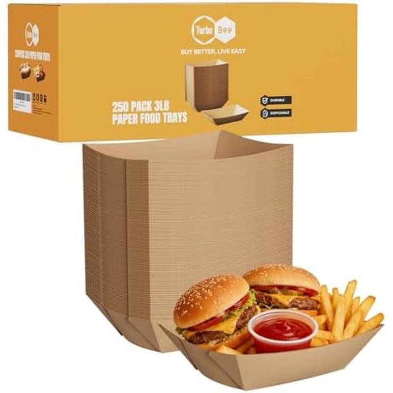 Bandejas Descartáveis Para Alimentos De Papel , 2 Lb , 300 Pacotes De Barcos Marrom A Granel-De Servir Resistentes Batat