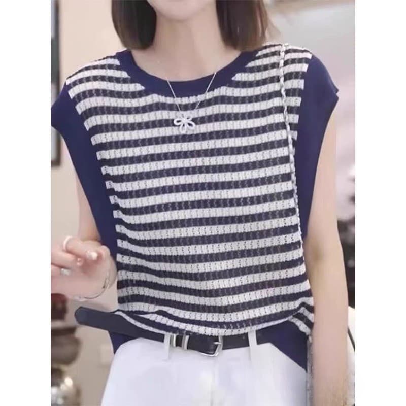 Tamanho grande temperamento moda estilo minimalista malhas estilo fino 2026 verão novo estilo mais magro olhar elegante
