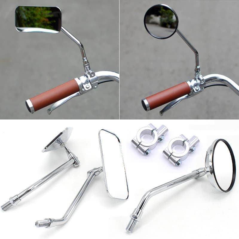 Bicicleta, bicicleta elétrica, acessórios de modificação retrô para uso diário, espelho retrovisor de metal, refletor, e