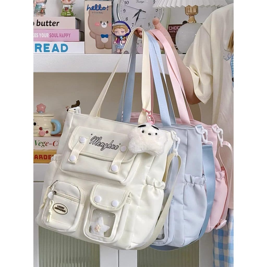 Bolsa Tote universitária de grande capacidade, simples, combinada, Tutorial de classe de estudante, bolsa mensageiro de