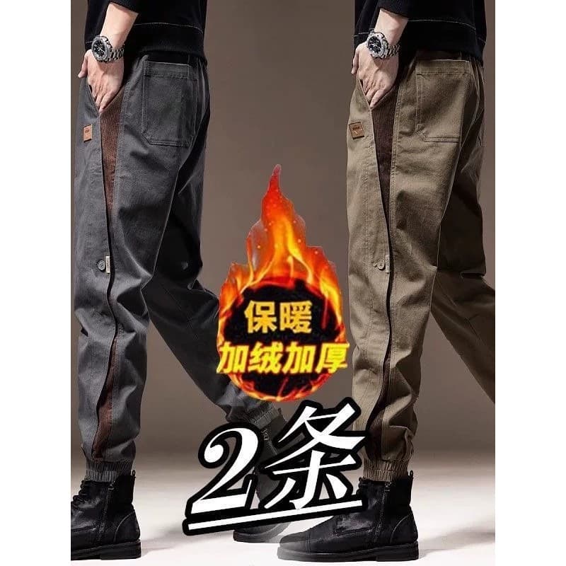Macacão de lã estilo americano, calça Casual masculina de lã, outono inverno, roupa de rua, calça legging solta