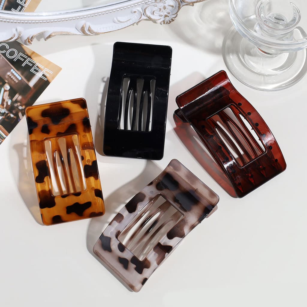 Moda elegante quadrado plano grampo de cabelo elegante leopardo impressão volta cabeça cabelo curvo clipe All-Match aces