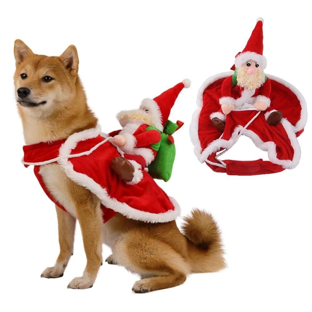 Fantasia De Cachorro De Natal Engraçado Papai Noel Andando Em Gato De Estimação Roupa De Férias Vestir-Se Para O Dia Das