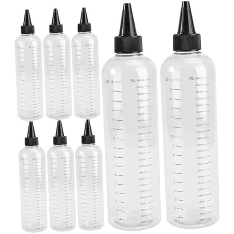 Uonlytech 8pcs 17oz Garrafas De Aperto De Ponta Fina Com Marcas De Medição Para Lubrificação De Cabelo , Distribuição De