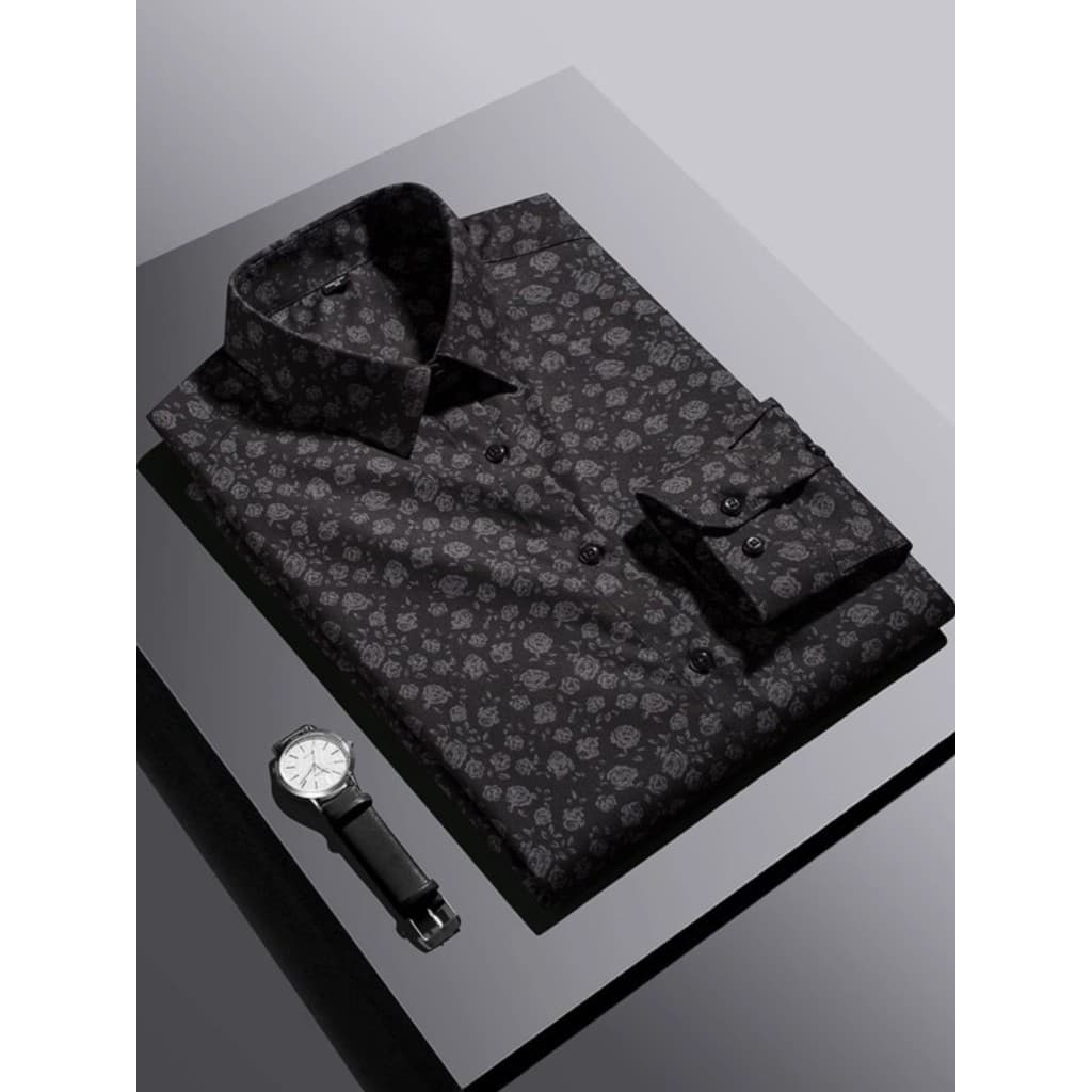 Primavera outono high-end moda Floral camisa masculina rufião bonito negócios Casual high-end não-ferro camisa de manga