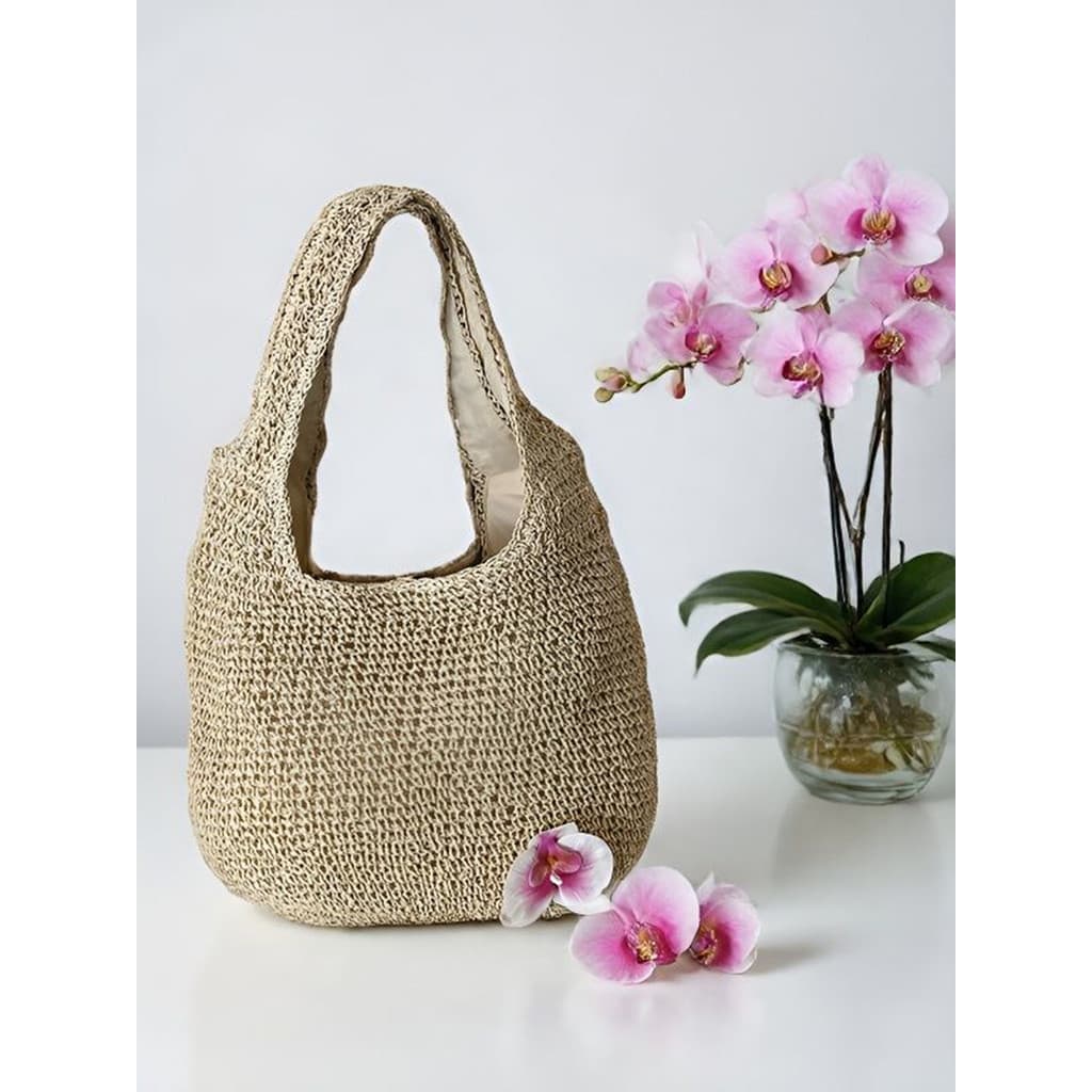 Bolsa de palha feminina moda mão-tecido portátil sacola grande capacidade Casual bolsa de ombro estilo férias saco de pr