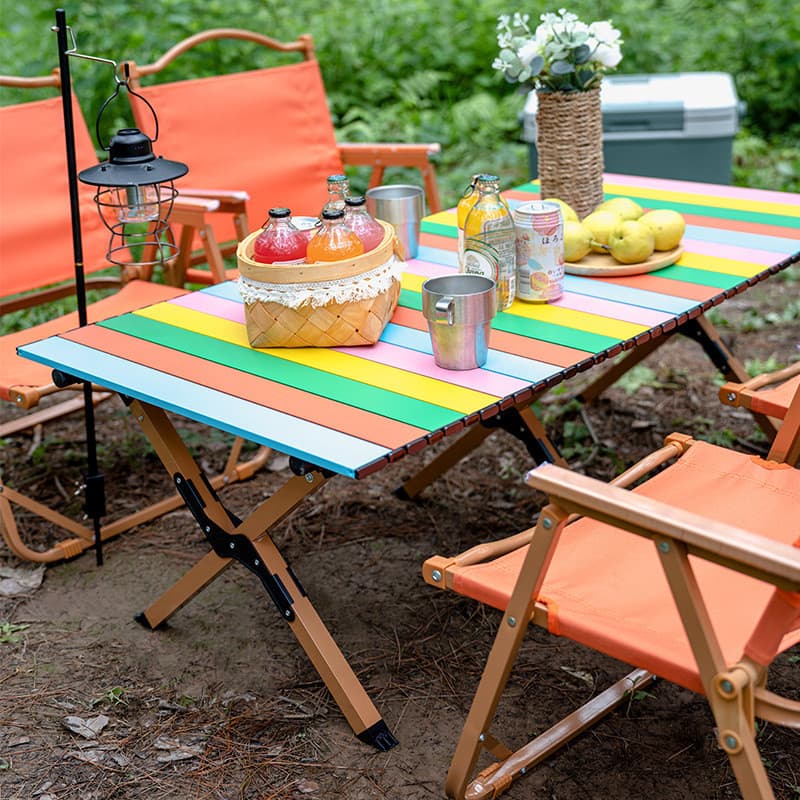 Mesa dobrável para acampamento ao ar livre, cor portátil, liga de alumínio, mesa de acampamento, lazer, jardim, conjunto