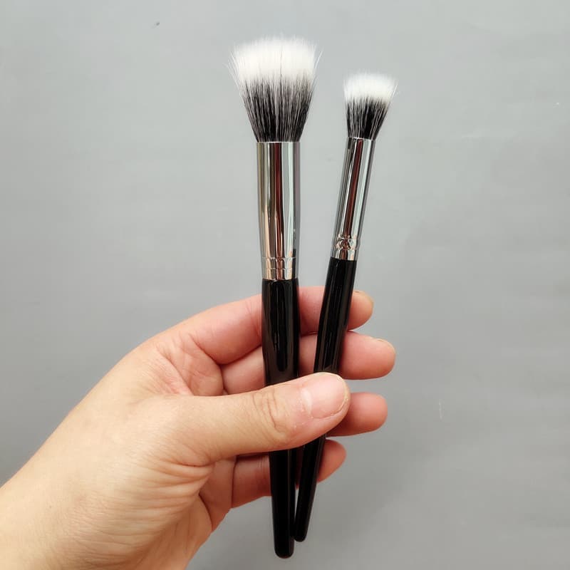 Pincel de Blush de lã frontal fina e leve, pincel pequeno de destaque, maquiagem transparente, camada dupla, pincel de m