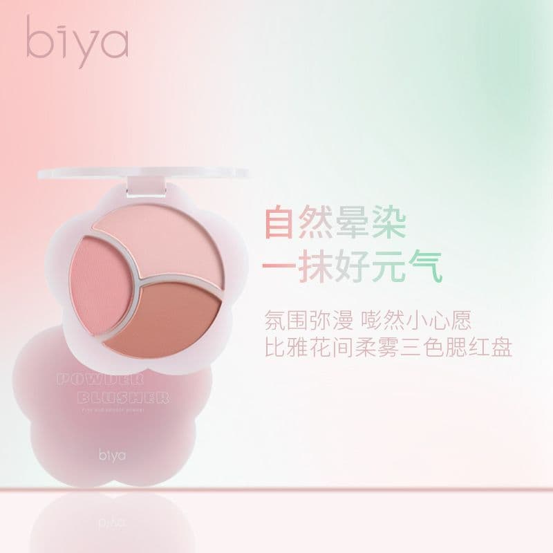Biya Tricolor Blush paleta expandida cor psiquiatra fosco iluminar o tom da pele Natural alto brilho puro desejo contorn