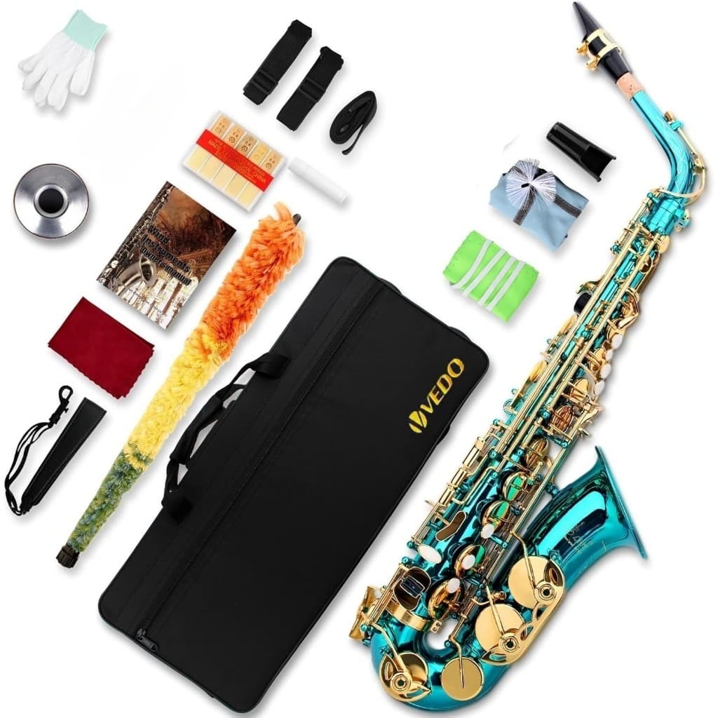 Saxofone tenor VEDO azul em Mi bemol, saxofone para iniciantes, saxofone para estudantes, saxofone tenor