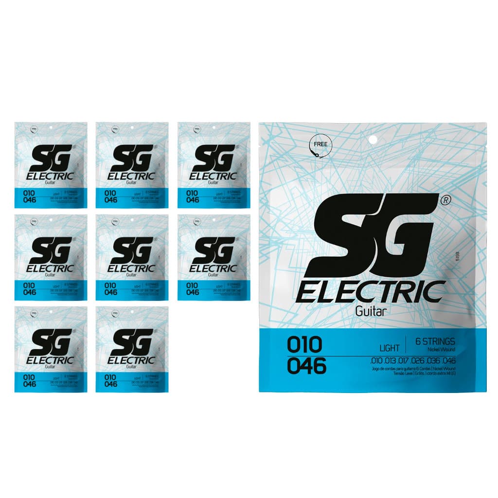 Kit 9 Encordoamento P/Guitarra 010  Leve SG