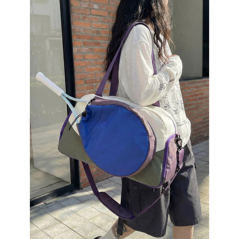 Armazém de sapatos à prova d'água, separação seca e úmida, cor contrastante, bolsa de tênis multifuncional, grande capac