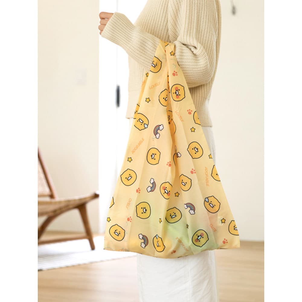 Coreia coreia Kakao bonito Chunzhi gato leve dobrável bolsa ins feminino Casual Eco-friendly saco de compras