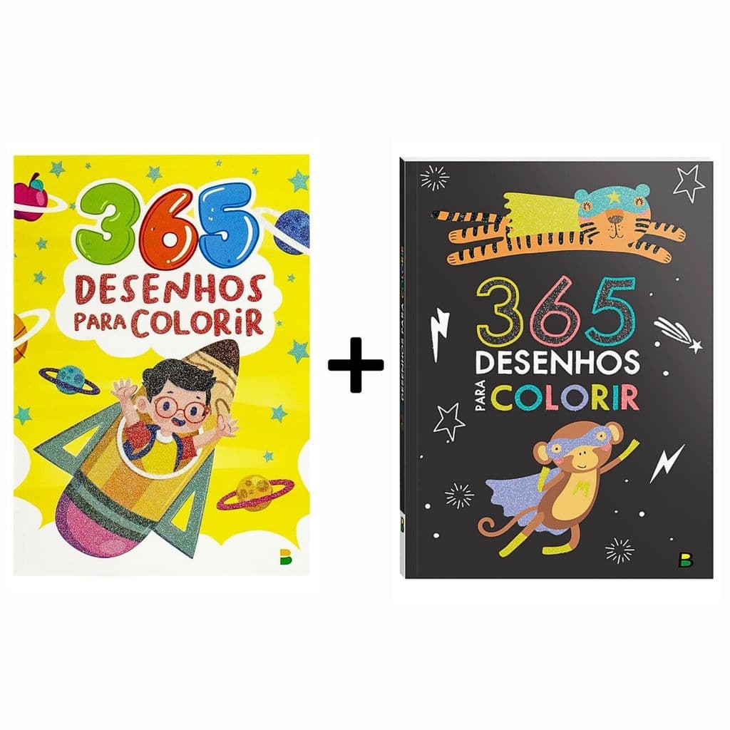 Kit 365 Desenhos Para Colorir - Capa Preta e Amarela