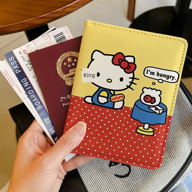 Bonito Hello kitty titular do cartão saco de documentos caso protetor dos desenhos animados kitty multifuncional viagem