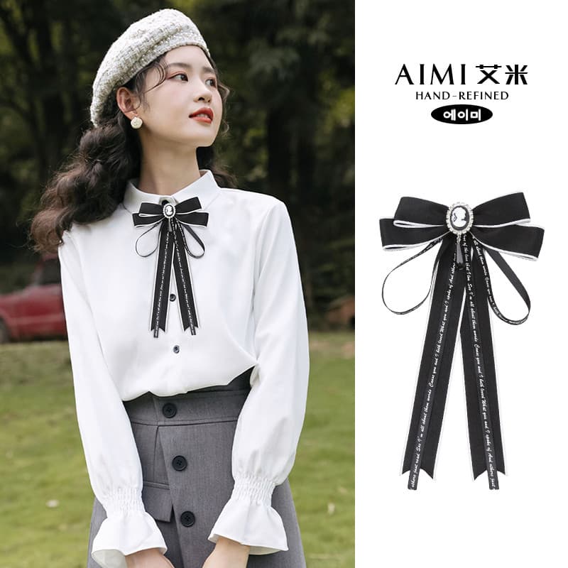 Camisa gravata borboleta acessórios femininos moda estilo coreano estilo Preppy britânico High-End moda bonito pino laço