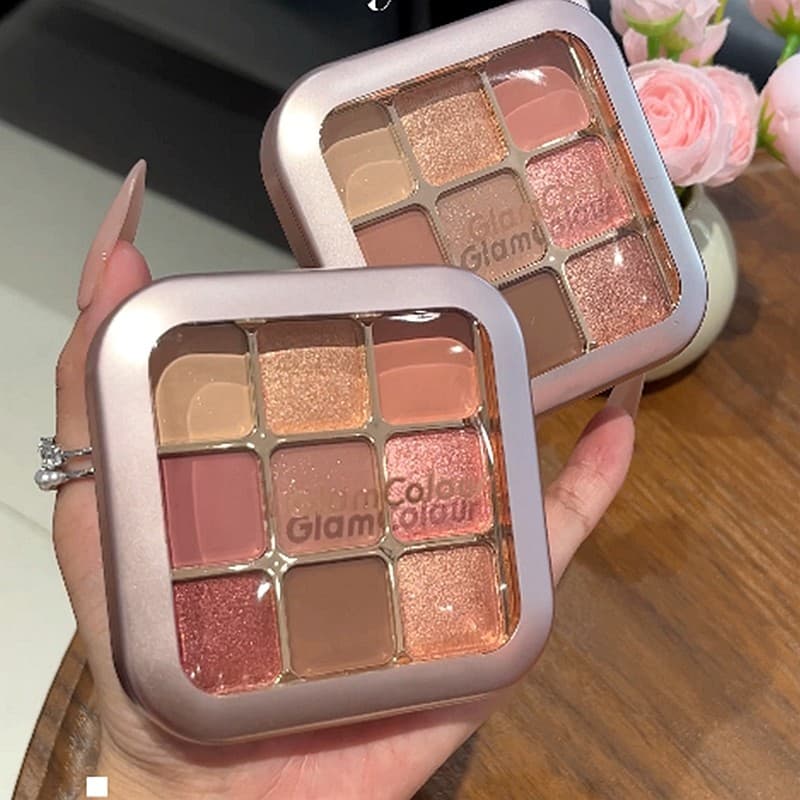 Glamcolor paleta de sombras de nove cores uma paleta multiuso fosco perolado portátil de longa duração renderização de c