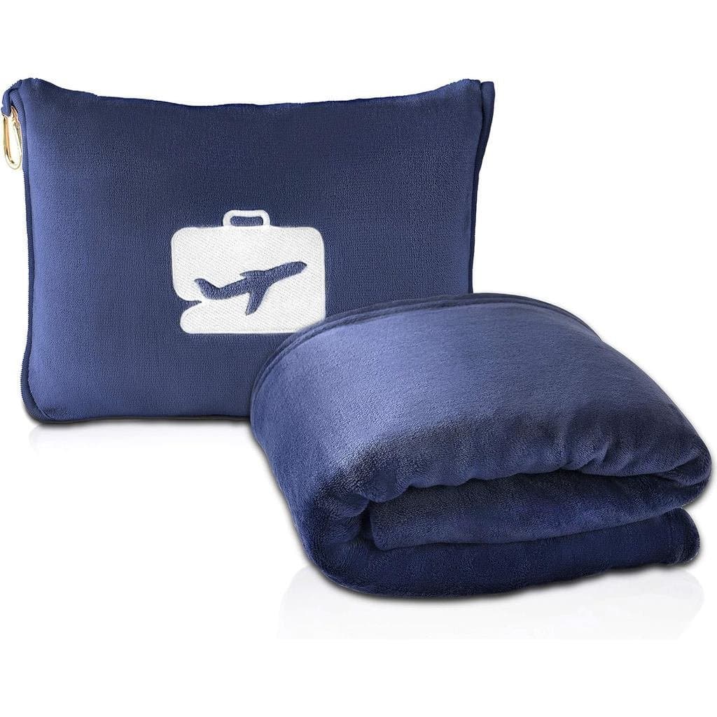 Cobertor e Almofada de Viagem EverSnug - Cobertor de Avião Premium Macio 2 em 1 com Capa de Almofada Macia, Capa para Ba