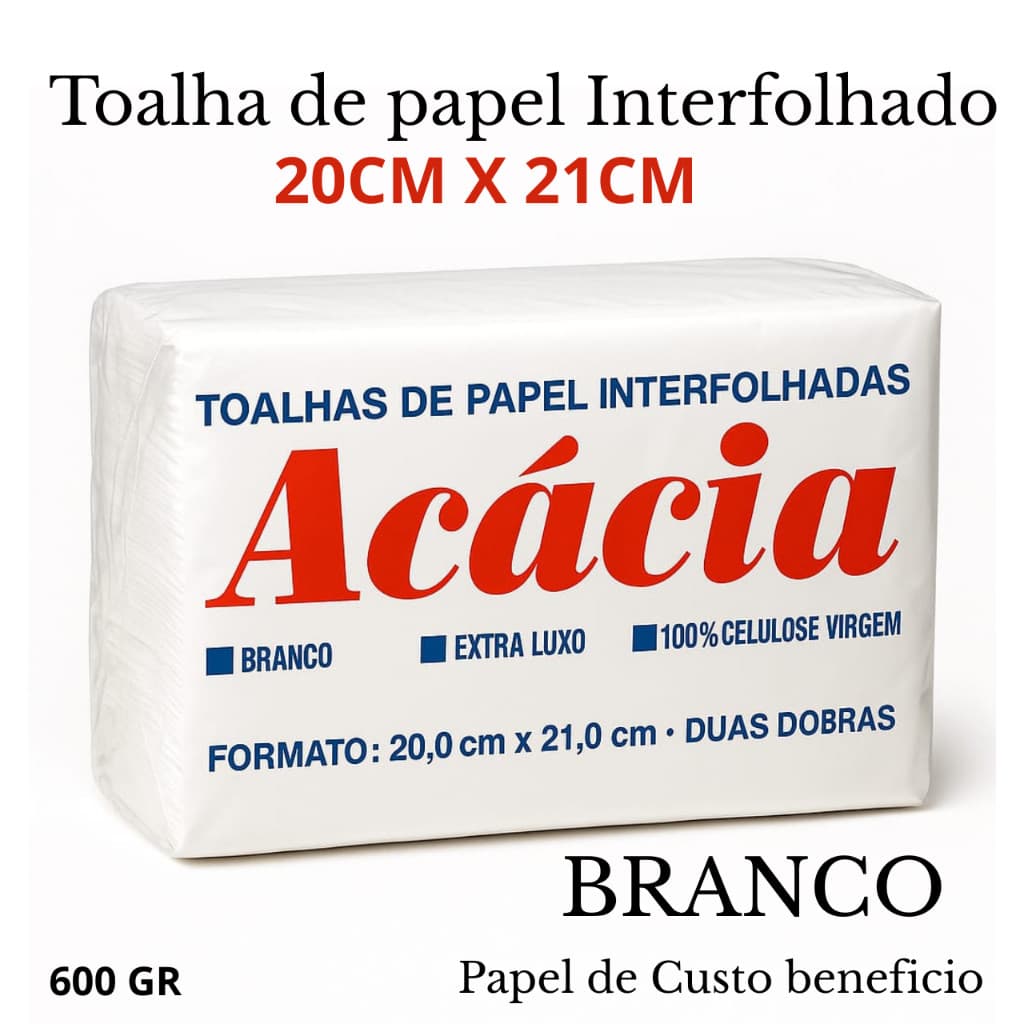 Papel Interfolha Acácia 20X21 Com 1000 Folhas