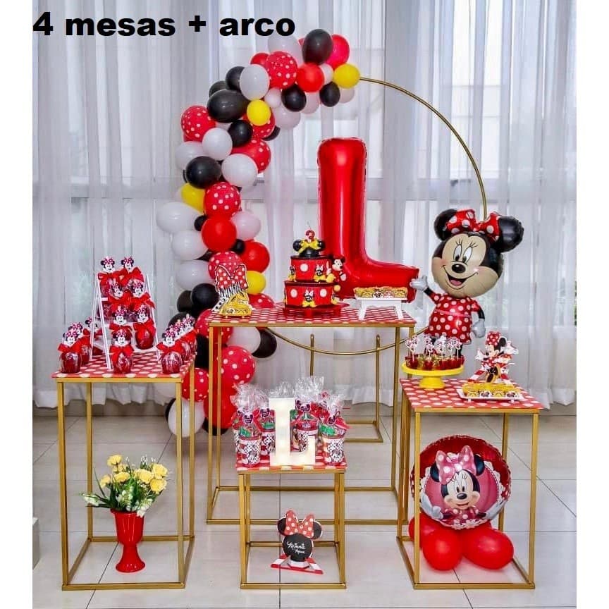 Kit Mesas Cubo 4 Peças Festa de Aniversario Decoração Fornatura Festa Junina Formatura Eventos + Arco Redondo 2x1.5 M