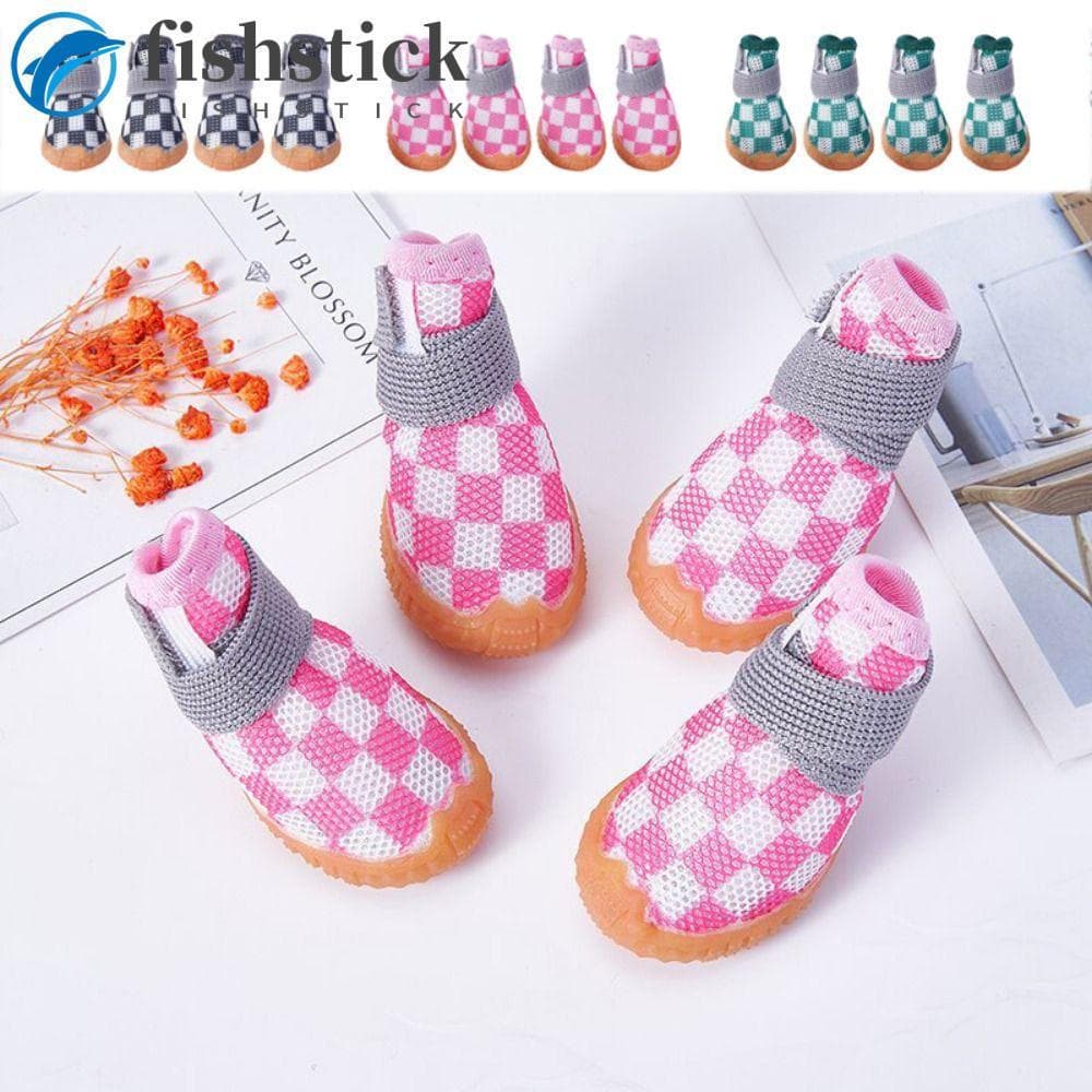 FISHSTICKA 4 Unidades/Conjunto Sapatos Respiráveis Para Cães De Estimação , Macios E De Malha Cachorros , Botas Ocas San