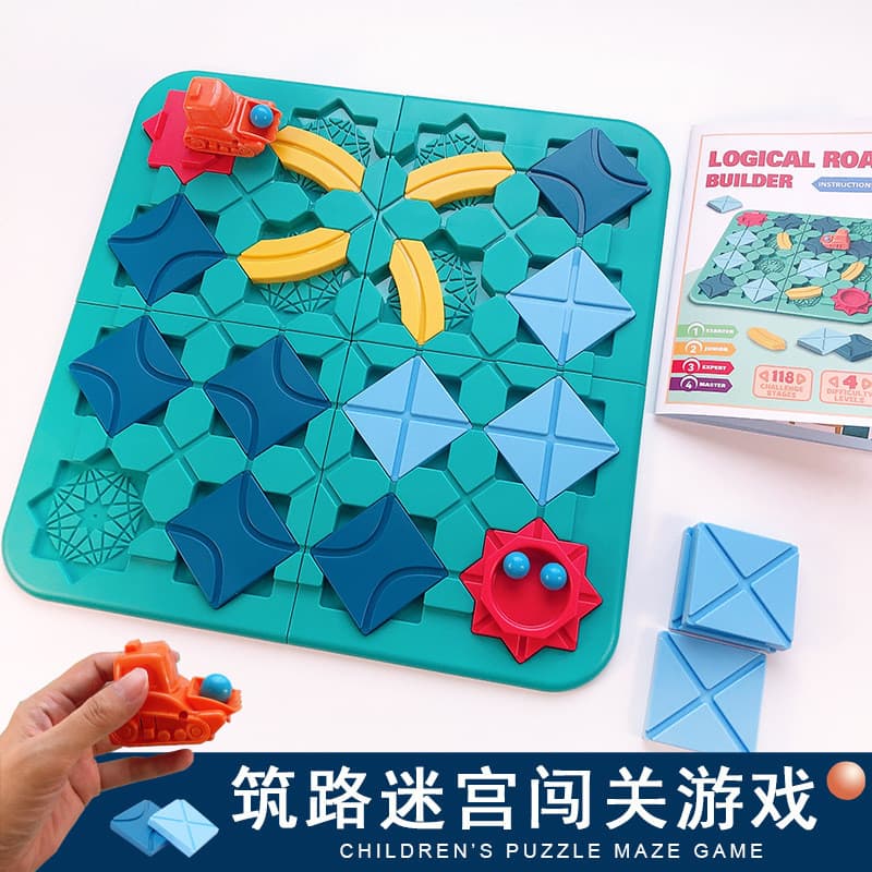 Construindo o jogo inovador do labirinto | Crianças pensamento lógico treinamento puxar para trás carro pista montagem e