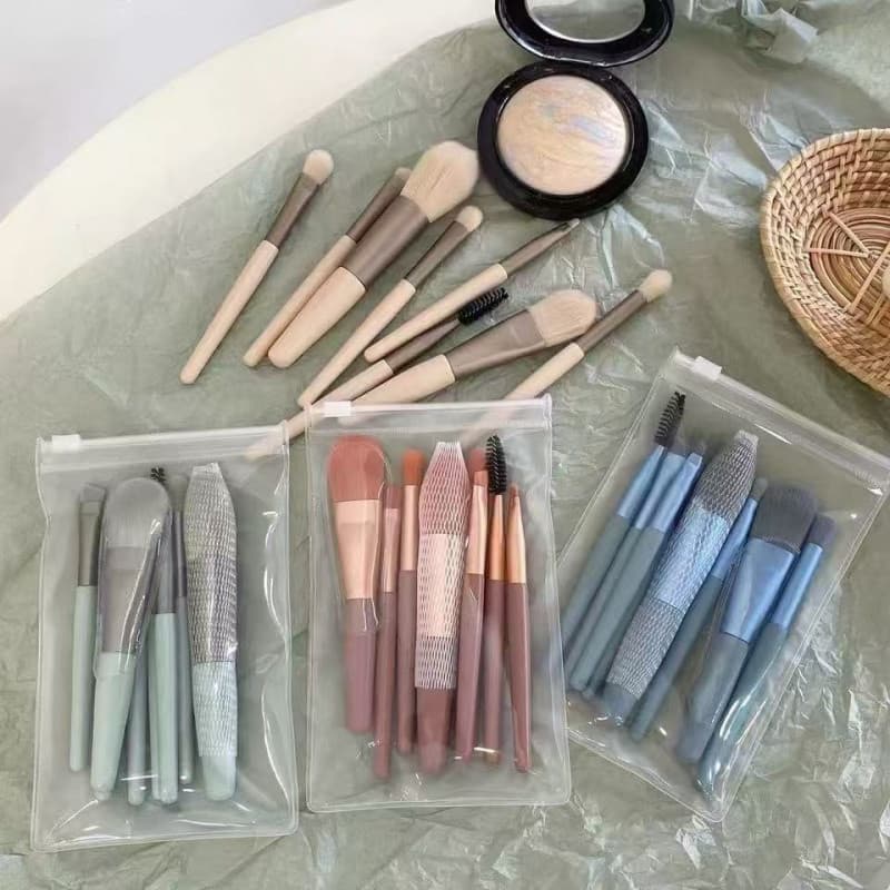 Conjunto de 8 Mini pincéis de maquiagem Pincel de base portátil Pincel de pó solto