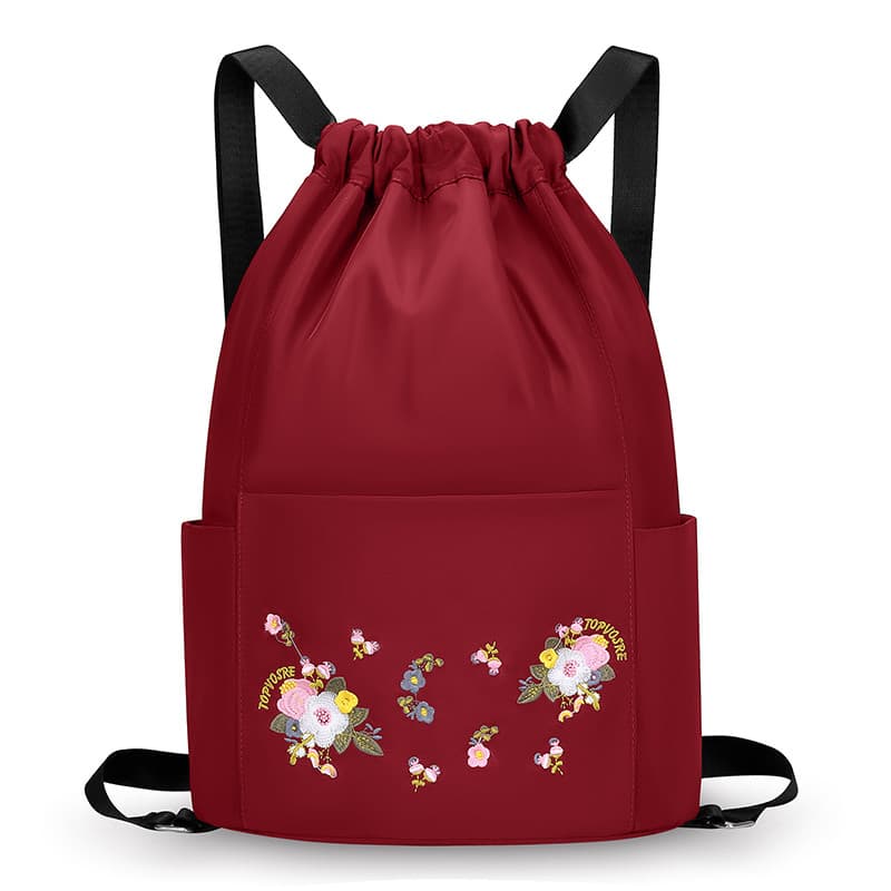 Grande capacidade esportes saco de ginásio feminino dobrável saco de viagem com cordão mochila feminina leve simples sac