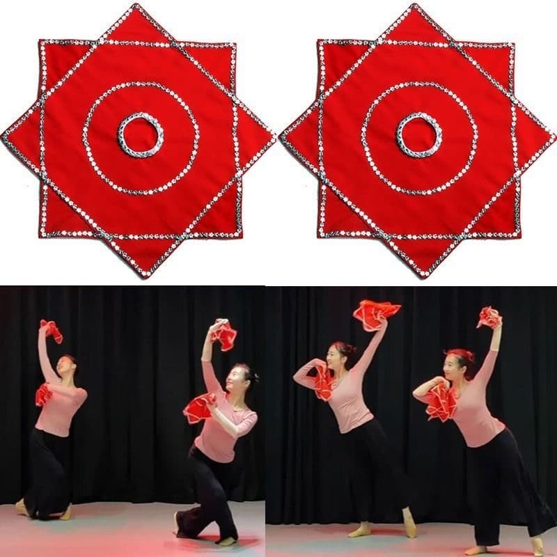 Um par frete grátis lenço de dança Yangko lenço teste de flores lenço octogonal dança quadrada nordeste duas pessoas vir