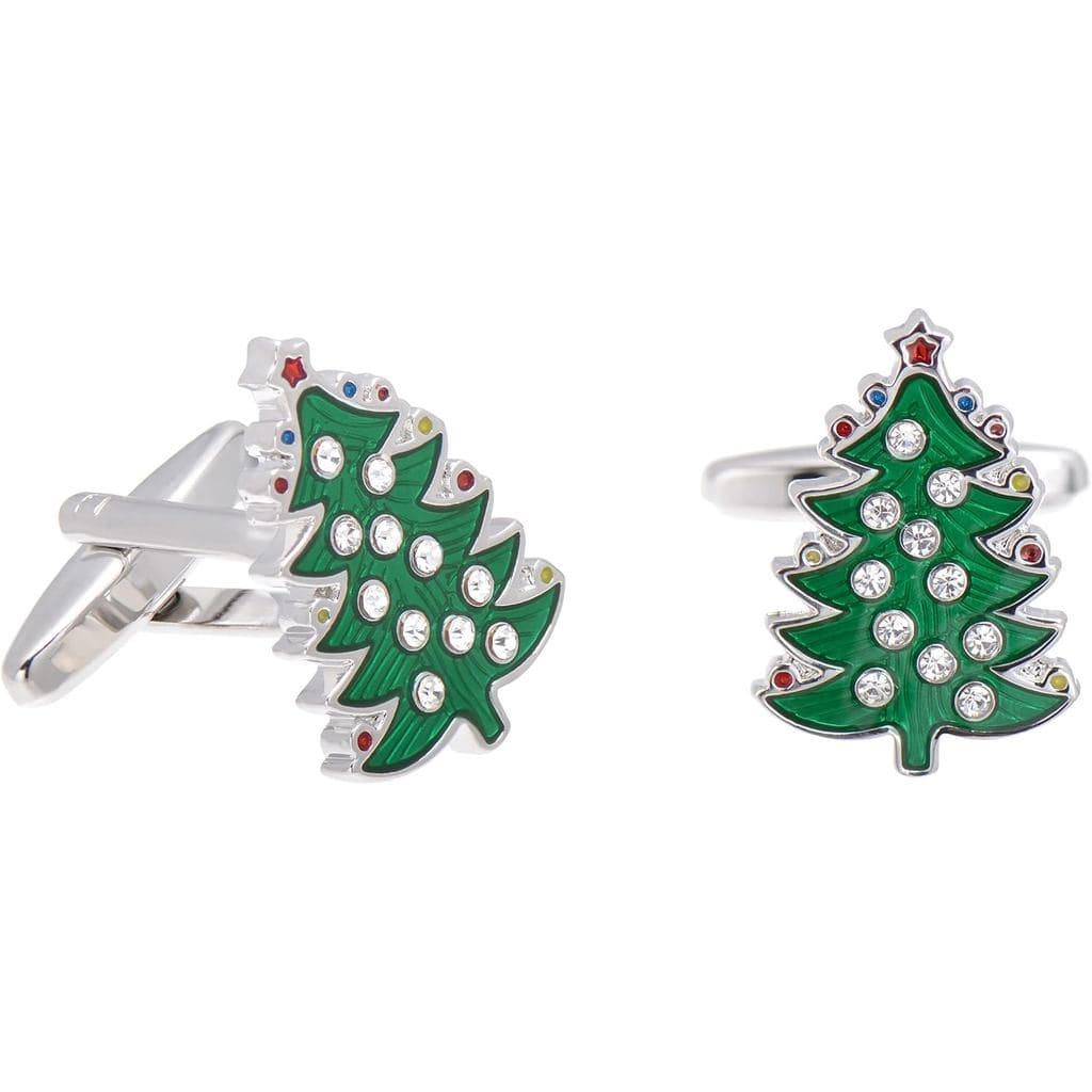 Botões de Punho em Forma de Árvore de Natal Verde