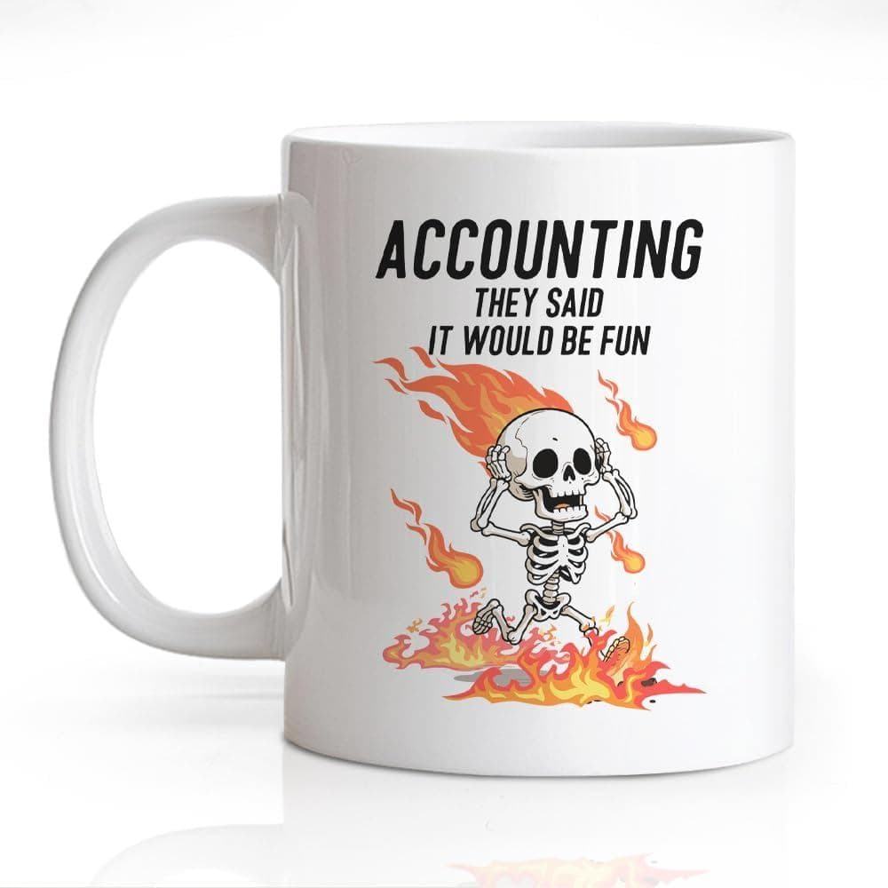 Caneca de Cerâmica Dupla Face de 11oz com a Frase 'Eles Disseram Que Seria Divertido', Caneca de Café com Esqueleto para
